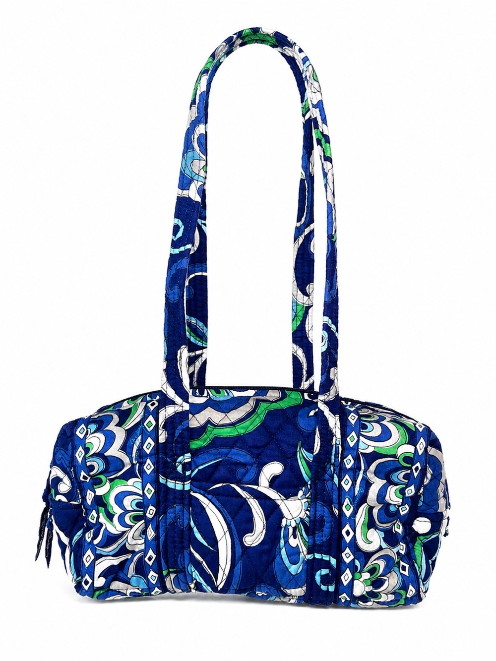 Vera Bradley Blue Green Floral Quilted Bowler Bag Boho Y2K Shoulder Purse